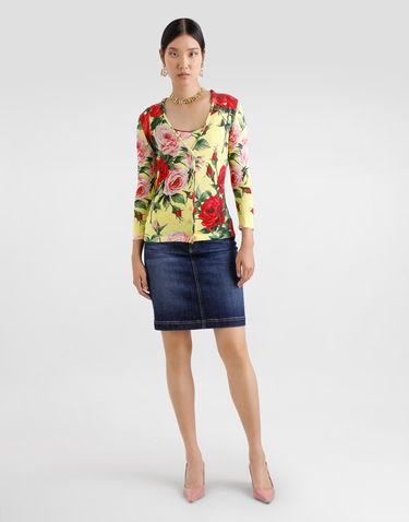 Tielko Dolce & Gabbana Dolce & Gabbana Silk Knit Tank Top With Bouquet Print Žltá | FXT40TJAHLCHG5JD, 1