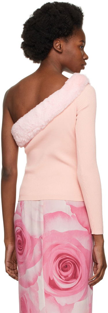 Sveter Blumarine One Shoulder Faux Fur Trimmed Sweater Ružová | 2M181A, 2