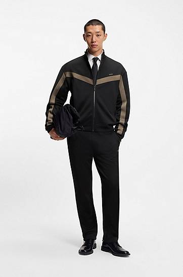 Tepláky BOSS Relaxed-fit tracksuit bottoms with logo tape and ankle zippers Čierna | 50551351, 1