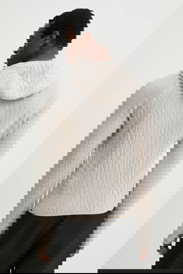 Mikina HELIOT EMIL Lightweight Wavy Textured Wool Hoodie Béžová | SS25.M.07.070.ST18, 2