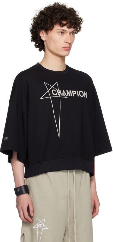 Tričko Rick Owens Rick Owens Champion Edition Tommy Cropped T-Shirt Čierna | CM01E1677 CHJG JERSEY, 1