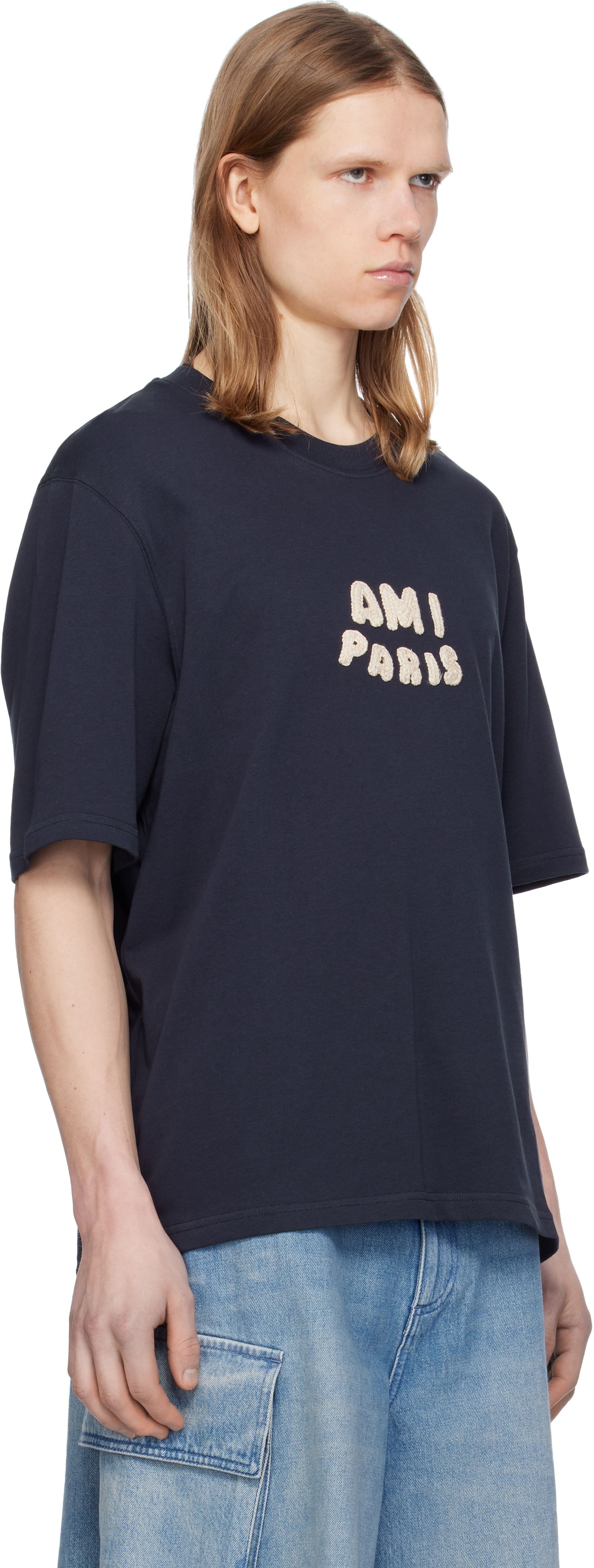 Tričko AMI AMI Paris Cotton Patch T-Shirt Navy | UTS075.726, 1