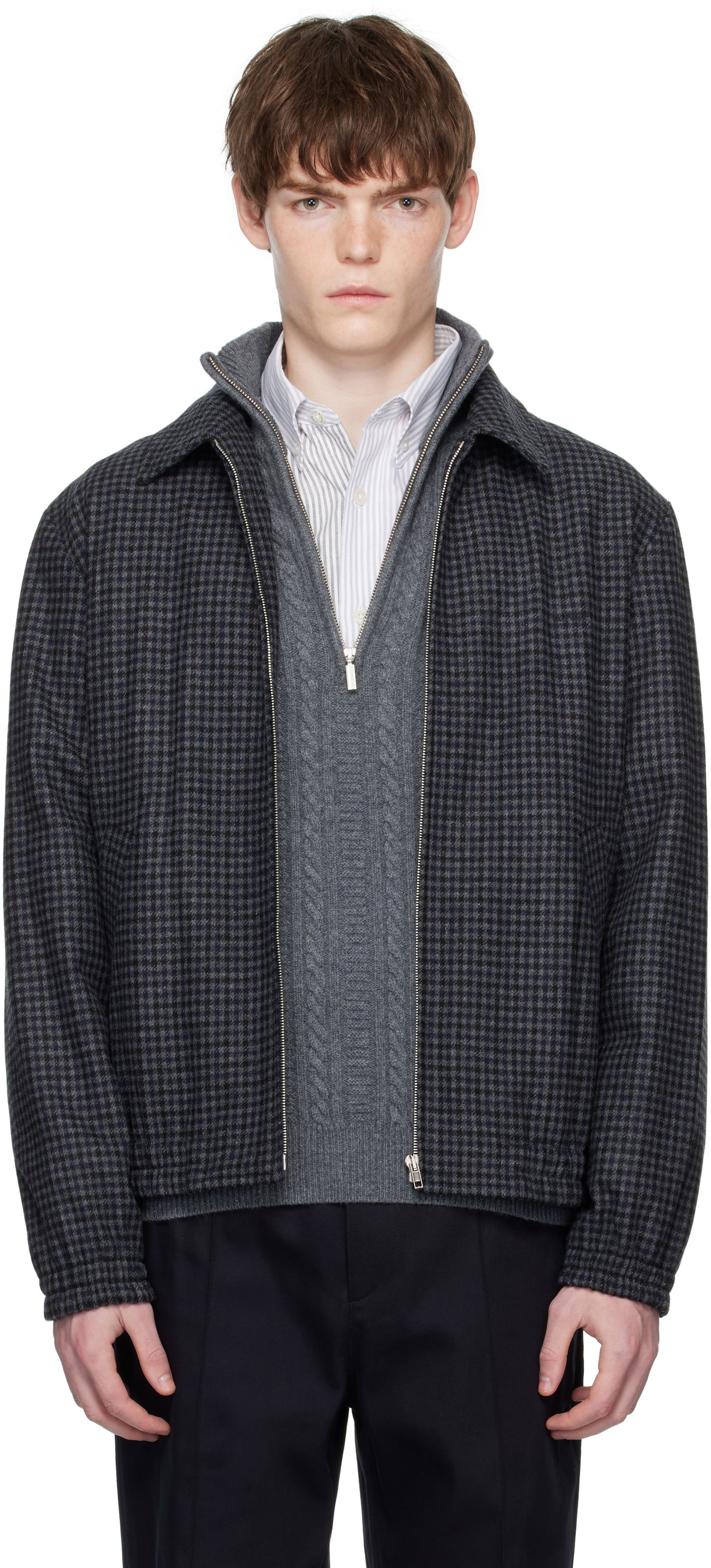 Bunda A.P.C. A.P.C. Gilbert Houndstooth Jacket Navy | WOARZ-M32018, 0
