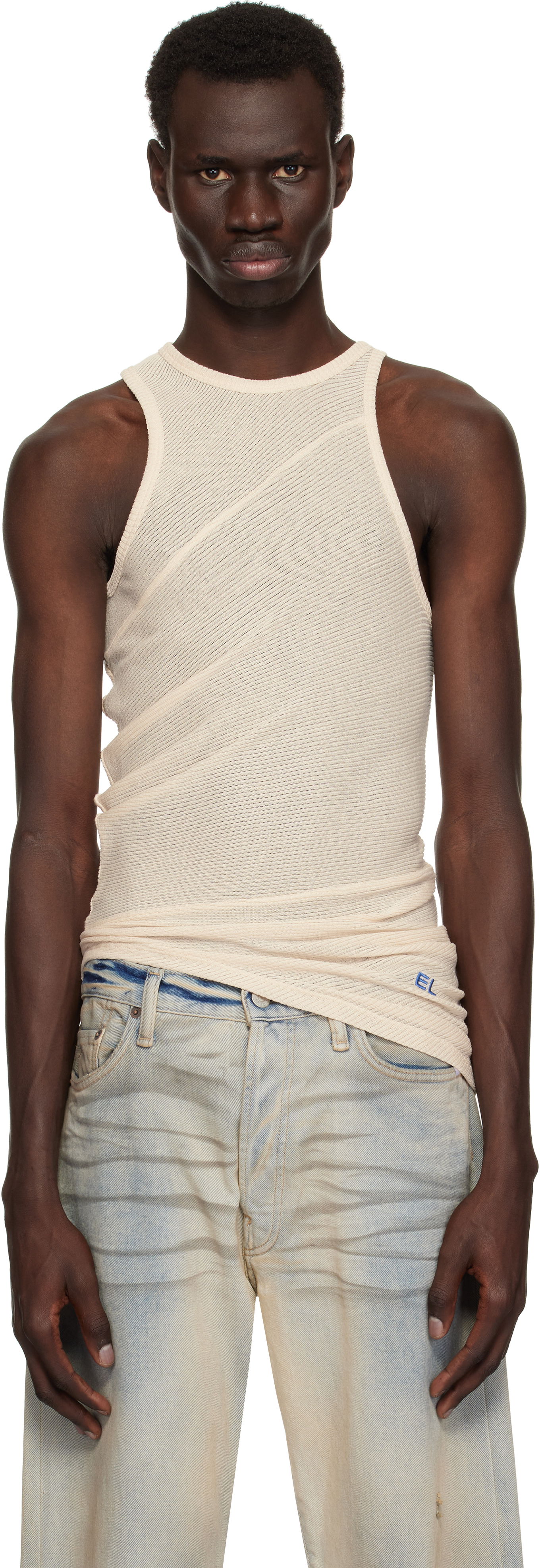 Tielko Eckhaus Latta Eckhaus Latta Spiral Tank Top Béžová | 1108-EL-PS25-O - OAT, 0