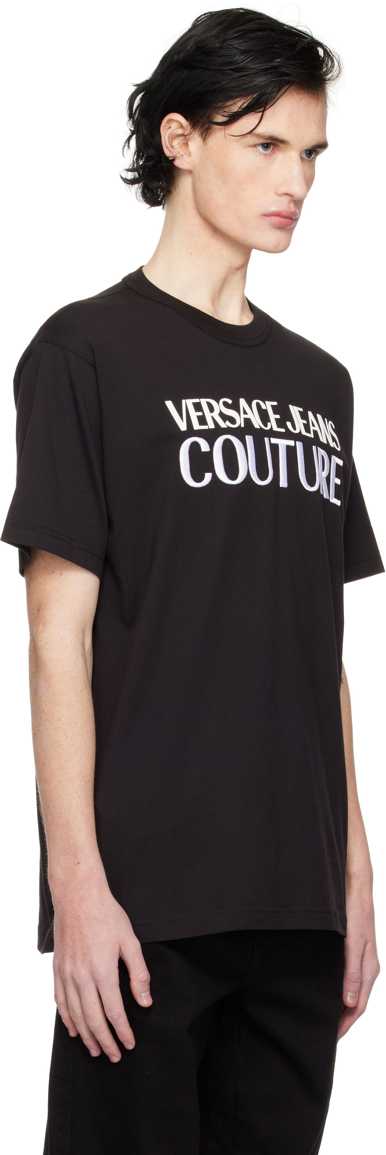 Tričko Versace Embroidered Logo T-Shirt Čierna | E77GAHL03_ECJ01L, 1