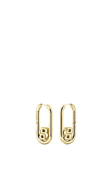 Náušnice BOSS Hoop Earrings with Double B Monograms Metalická | 1580629, 0