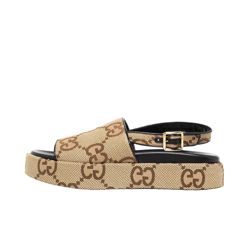 Tenisky a topánky Gucci Angelina Supreme Platform 30mm Sandal Camel Canvas Béžová | 695078 UK0D0