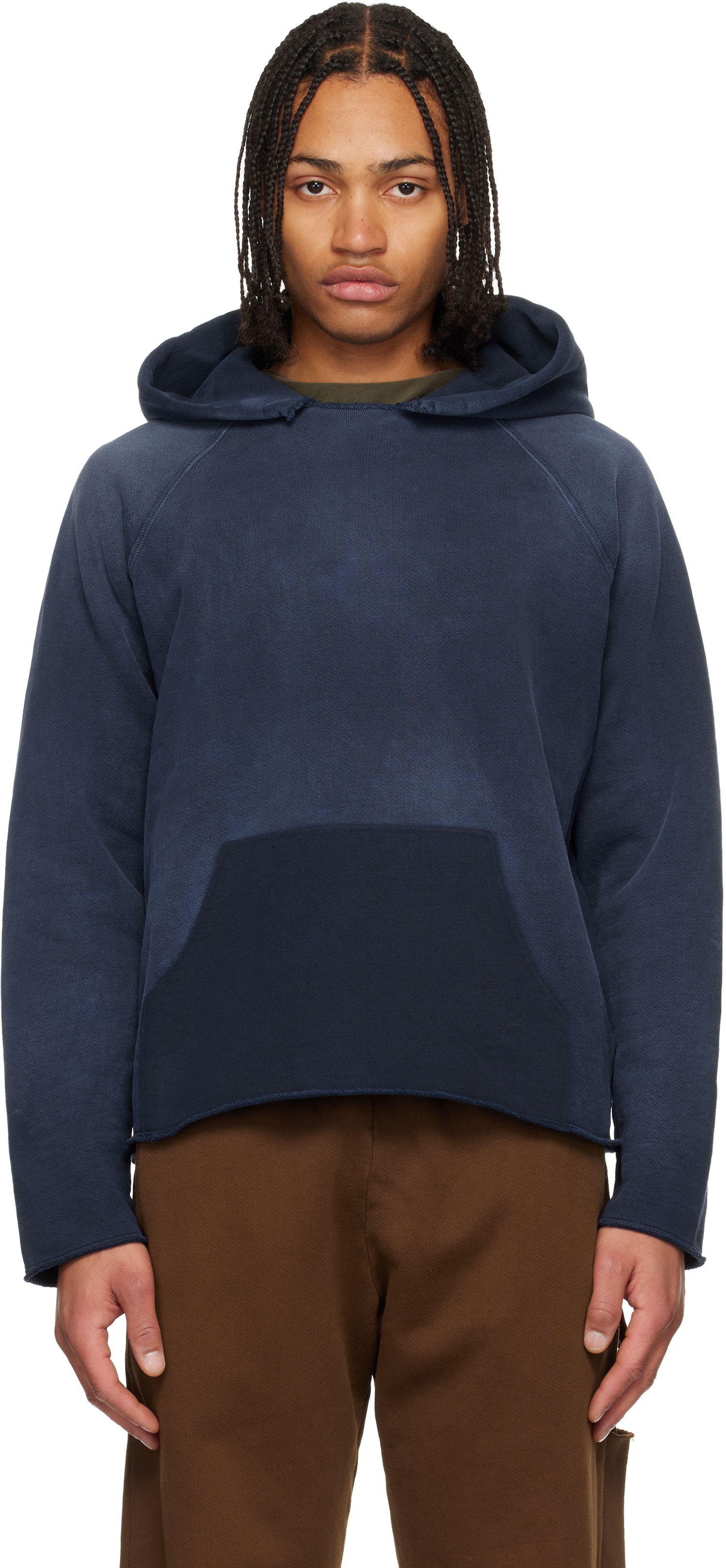 Mikina LES TIEN Heavyweight Raw Raglan Hoodie Navy | CF-1135-PS, 0