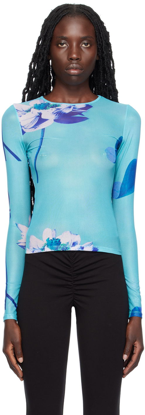 Tričko Miaou Miaou Floral Long Sleeve T-Shirt Modrá | 7029PM2BLO, 0