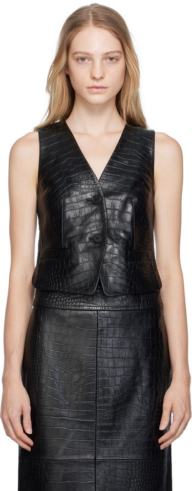 Vesta Helmut Lang Helmut Lang Embossed Leather Vest Čierna | N06HW104, 0