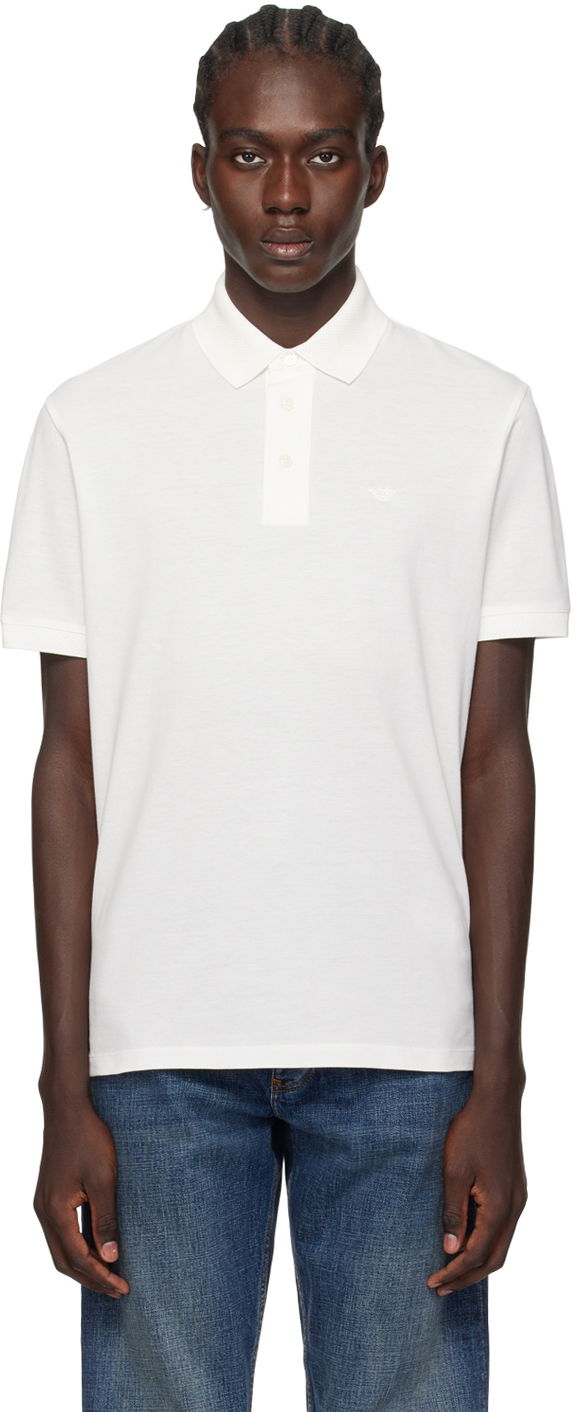 Polo tričko Emporio Armani Embroidered Polo "Off-White" Biela | 3D1FF2 1JTKZ, 0
