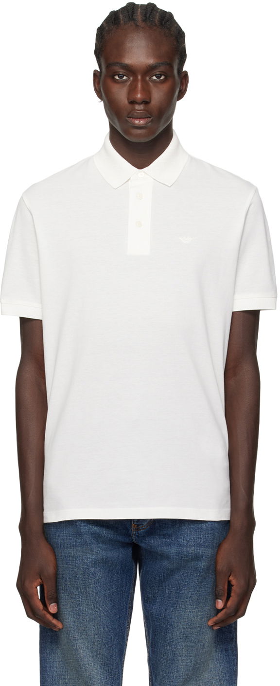 Polo tričko Emporio Armani Embroidered Polo "Off-White" Biela | 3D1FF2 1JTKZ