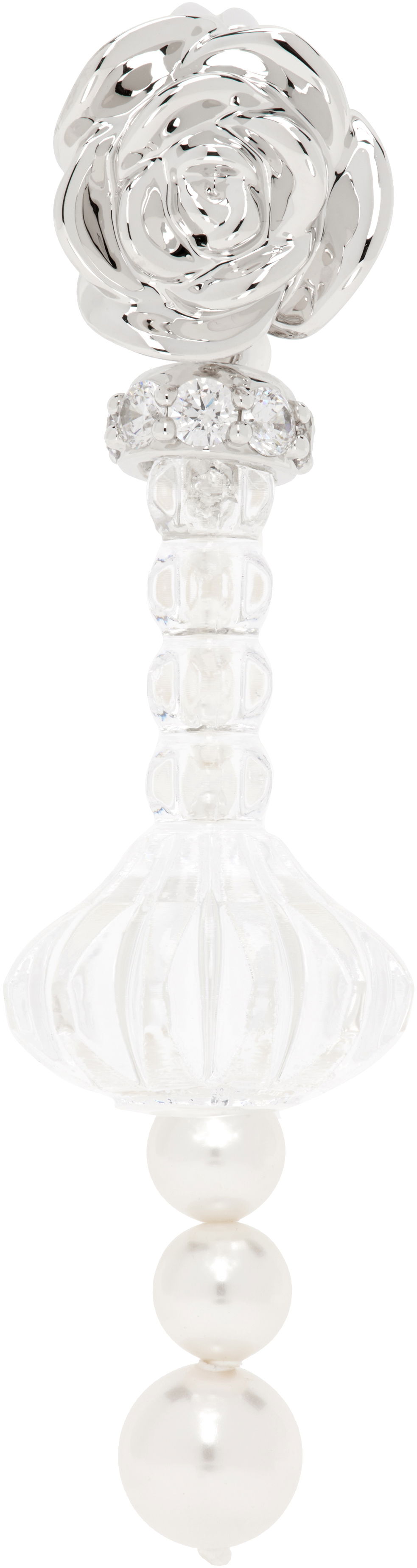 Náušnice SHUSHU/TONG SHUSHU/TONG YVMIN Edition Pearl Chain Rose Vase Single Earring Biela | 22307SLV00DN, 0