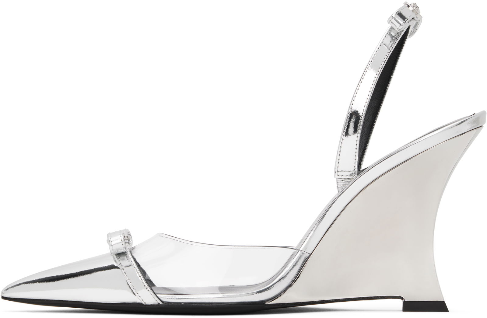 Metallic Wedge Heels with Ribbon Strap