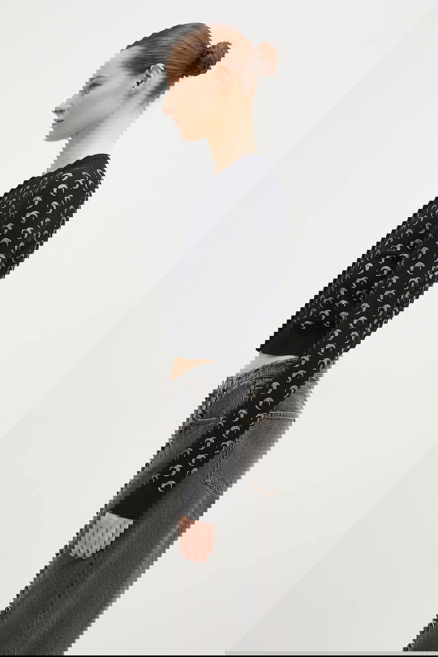 Sveter Marine Serre Moon Strass Knit Fitted Cardigan Čierna | WTK011A.RKNI0001, 1