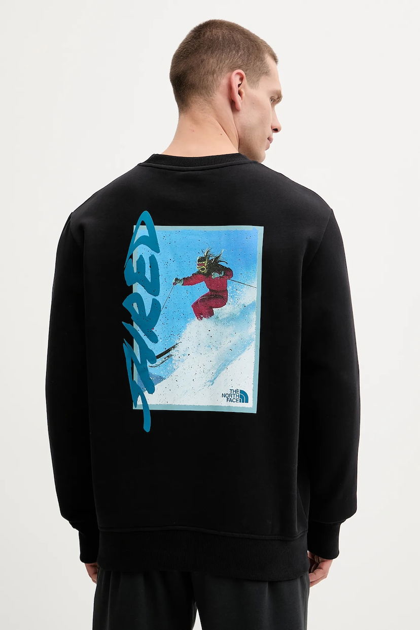 Mikina The North Face Cotton Graphic Sweatshirt with Shred Ski Print Čierna | NF0A8EU5JK31
