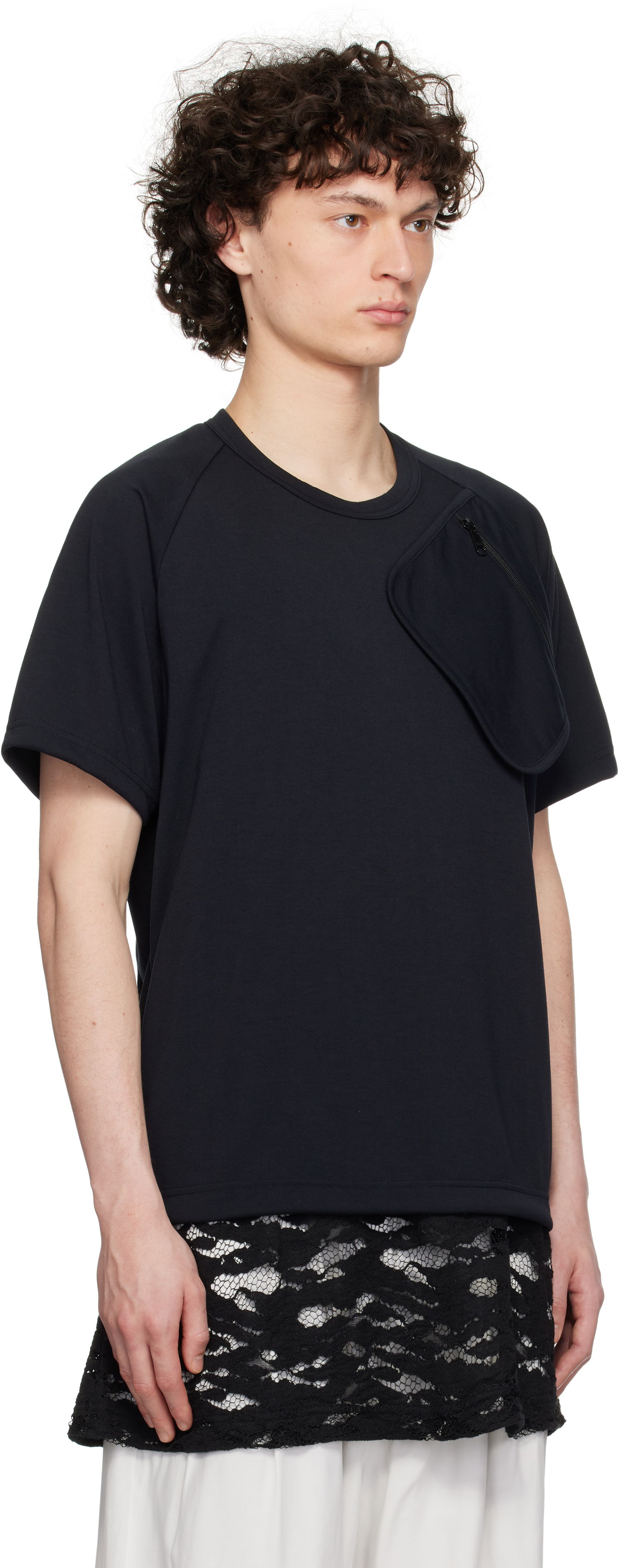 Tričko Comme des Garçons Comme des Garçons Homme Plus Pocket Jersey T-Shirt with Lace Trim Čierna | PO-T017-051, 1