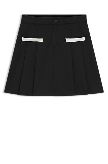 Sukňa BOSS Pleated Jersey Skirt with Contrast Trim Čierna | 50542759, 0