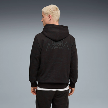 Mikina Puma Patterned Hoodie with Kangaroo Pocket Teamjaws Post Game Čierna | 689536-01, 3