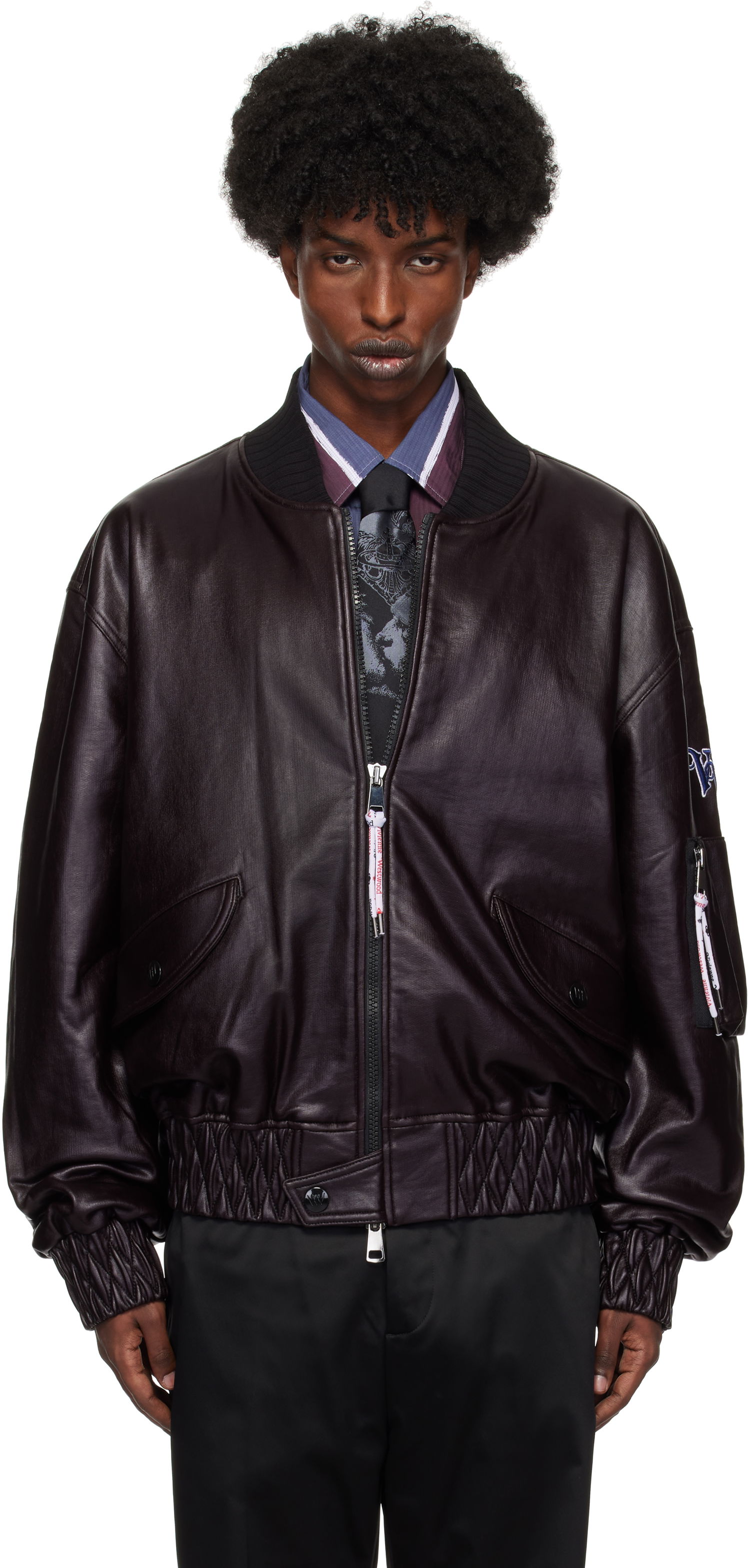 Bomber bunda Vivienne Westwood Faux-Leather Bomber Jacket Čierna | 3304000G-J007R-, 0