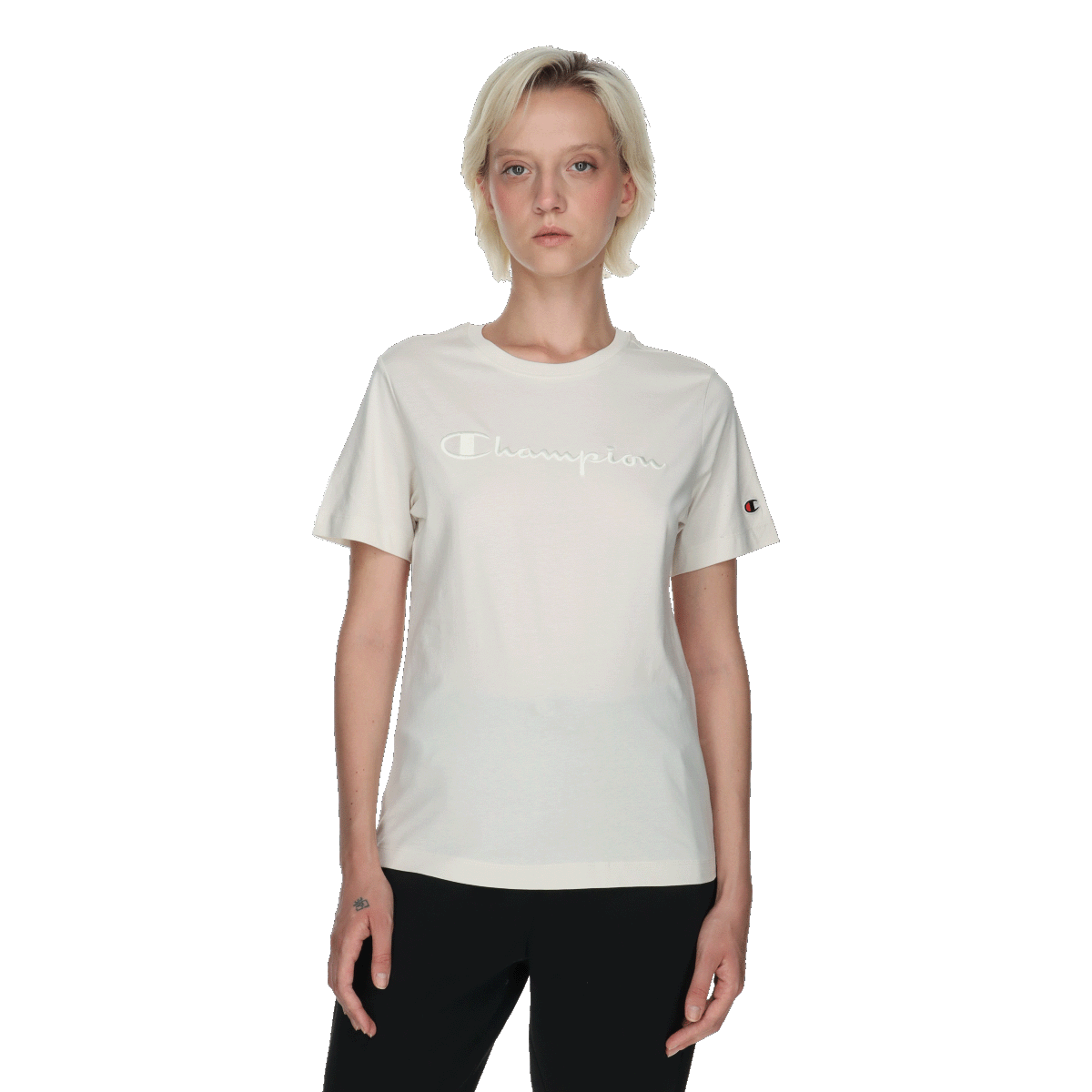 Tričko Champion Embroidered Logo T-Shirt Biela | 118382-WW056, 0