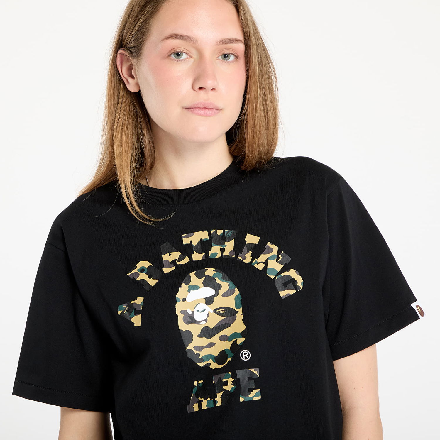 Tričko BAPE A BATHING APE 1st Camo College T-Shirt Čierna | 001TEL301012MBKD, 1