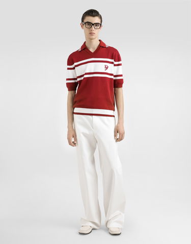 Polo tričko Dolce & Gabbana Dolce & Gabbana Silk & Cotton Blend Polo Shirt with DG Logo Embroidery Červená | GXZ11ZJFMLXR5231, 1