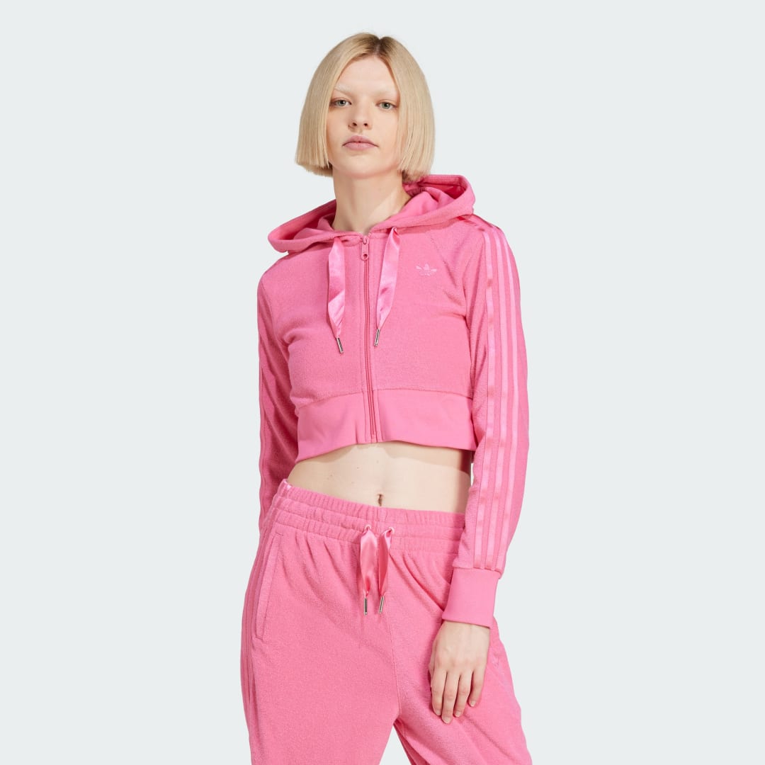 Mikina adidas Performance Cropped Terry Full-Zip Hoodie Ružová | JN3004, 0