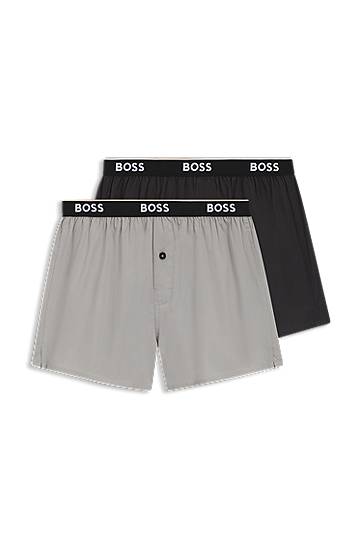 Boxerky BOSS BOSS Two-Pack Cotton Pyjama Shorts with Logo Waistbands Čierna | 50545913