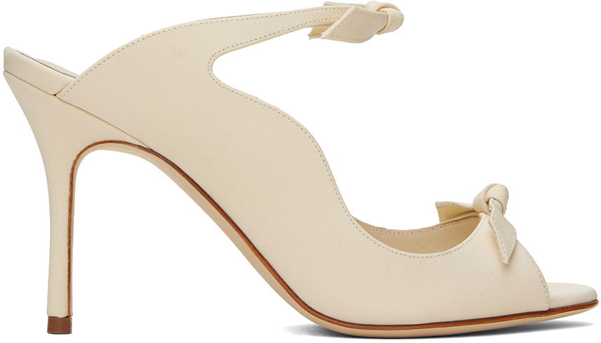 Šaty Manolo Blahnik Manolo Blahnik Fiocchetti Bow Heeled Mules Biela | 423-1696-0001, 0