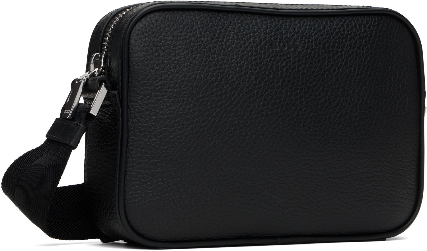 Taška cez rameno BOSS BOSS Embossed-Logo Leather Reporter Bag Čierna | 50536151, 1