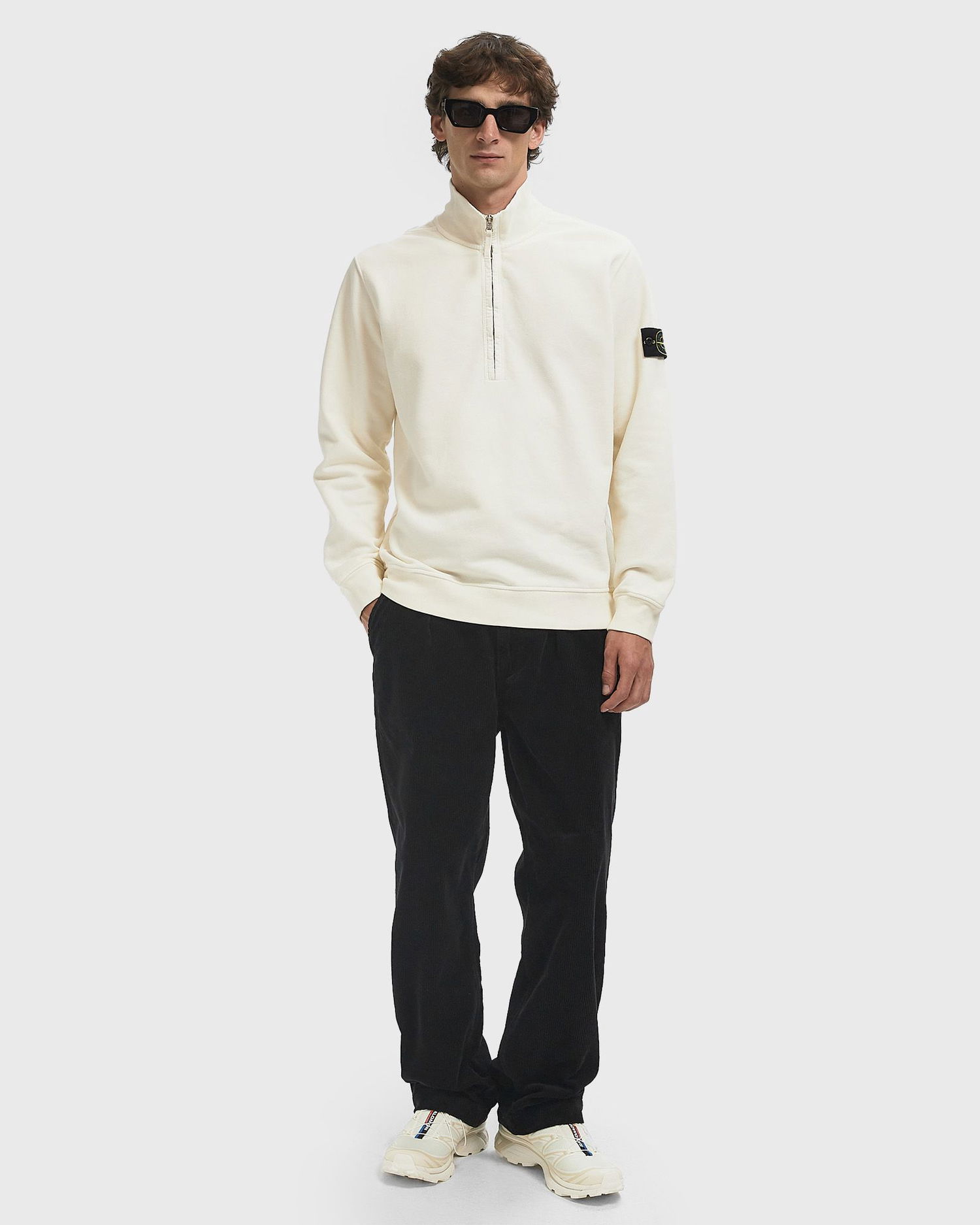 Mikina Stone Island Long Sleeve 1/4 Zip Sweatshirt Biela | K2S156100068S0A20.V0093, 1
