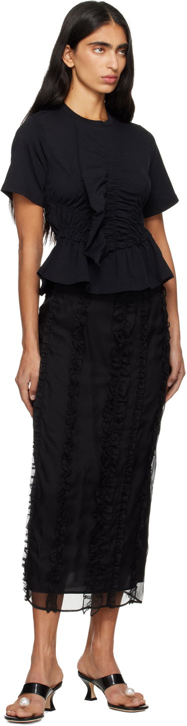 Tričko Cecilie Bahnsen Cecilie Bahnsen Ace Short-Sleeve Ruched Peplum T-shirt Čierna | 3.25RTW19001, 3