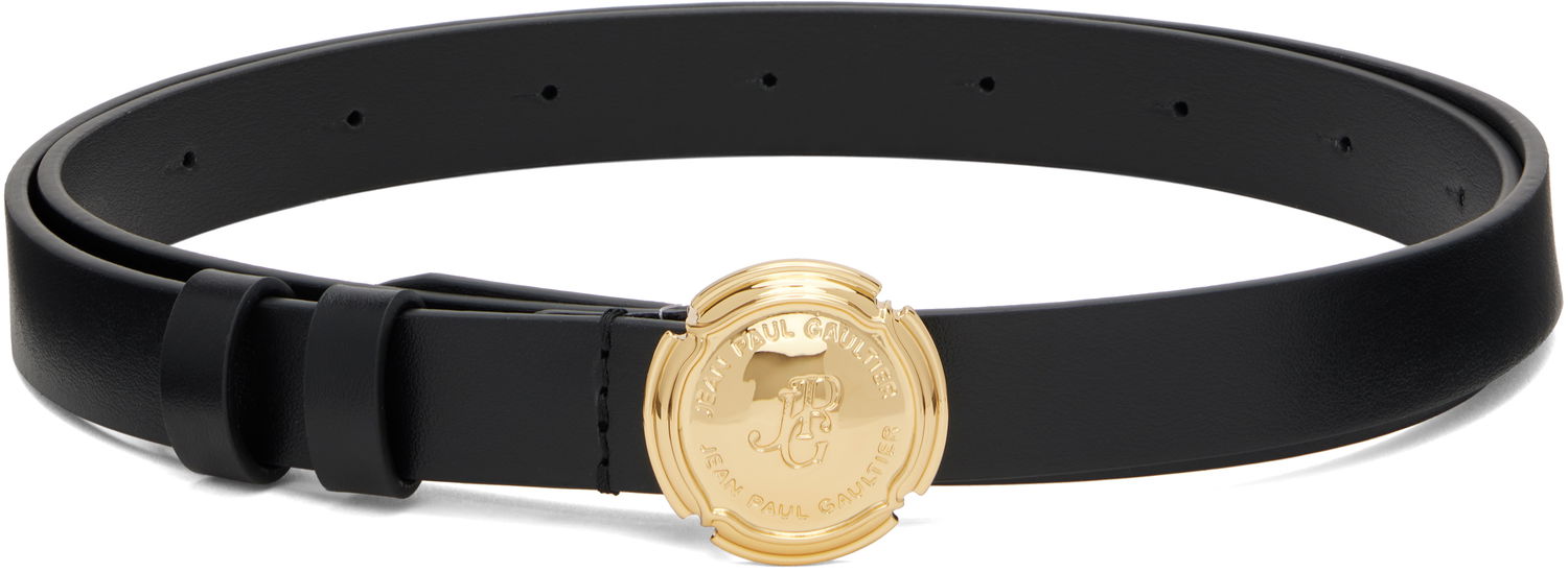 Opasok Jean Paul Gaultier Jean Paul Gaultier Leather Belt with Gold Buckle Čierna | 25/03-W-AC007-L037-00, 0