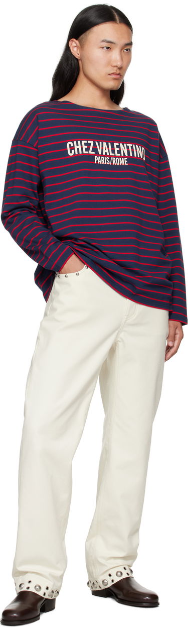 Tričko Valentino Valentino 'Chez Valentino' Print Long Sleeve T-Shirt Navy | 7V3MG16RAYJ, 3