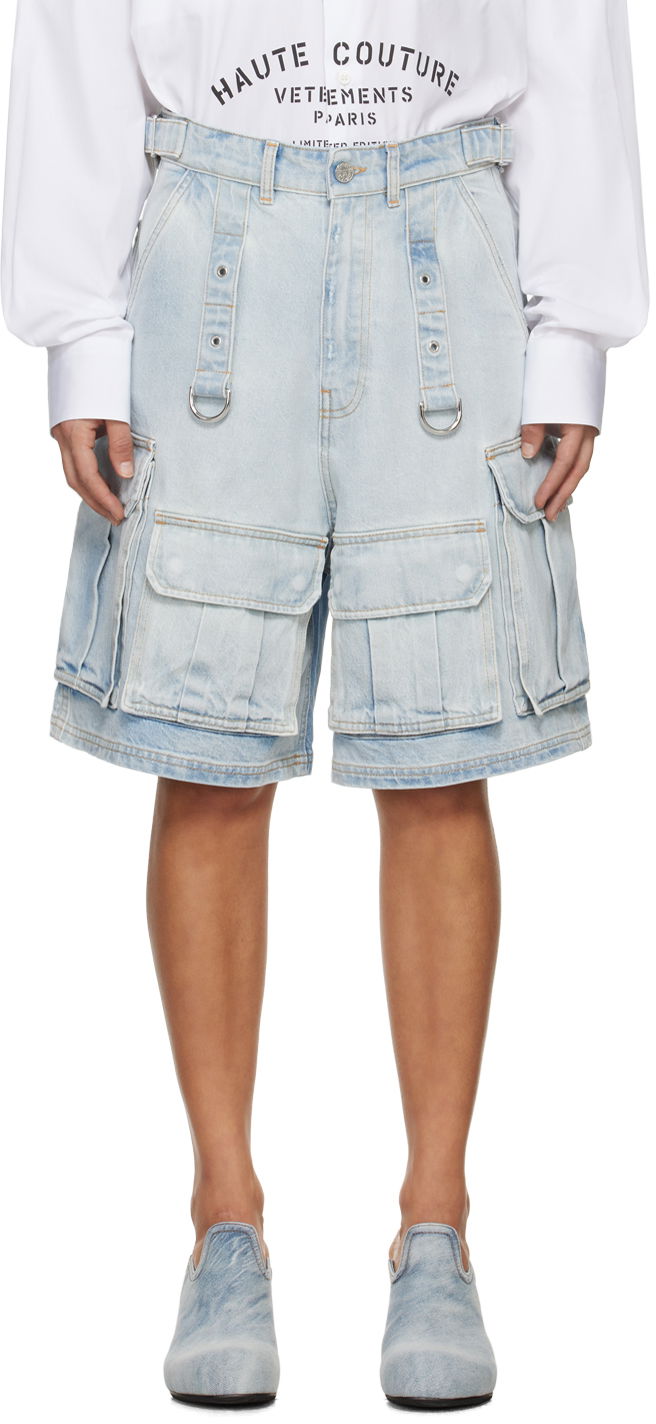 Šortky VETEMENTS Vetements Multipocket Denim Shorts Modrá | UE64SS100N