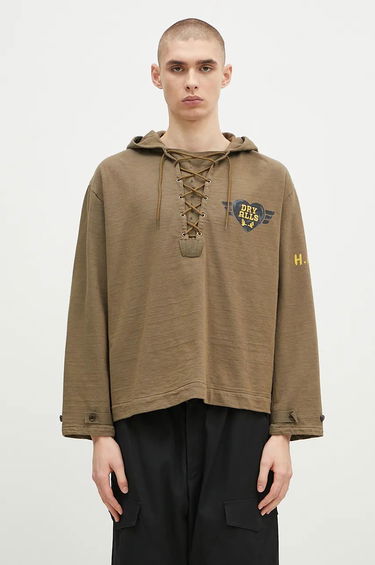 Mikina Human Made Lace-Up Hooded Pullover Zelené | HM28CS007, 0