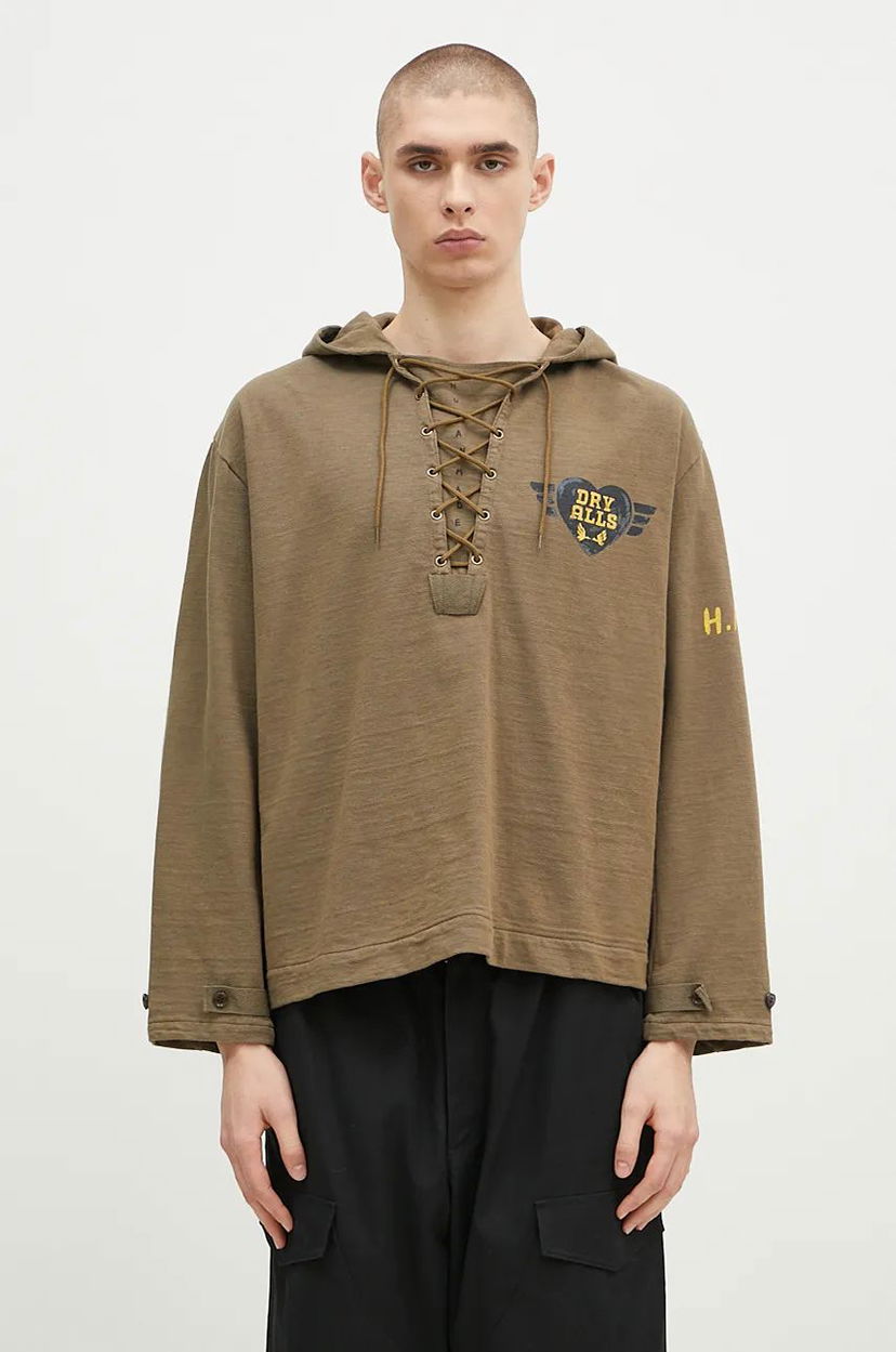 Mikina Human Made Lace-Up Hooded Pullover Zelené | HM28CS007