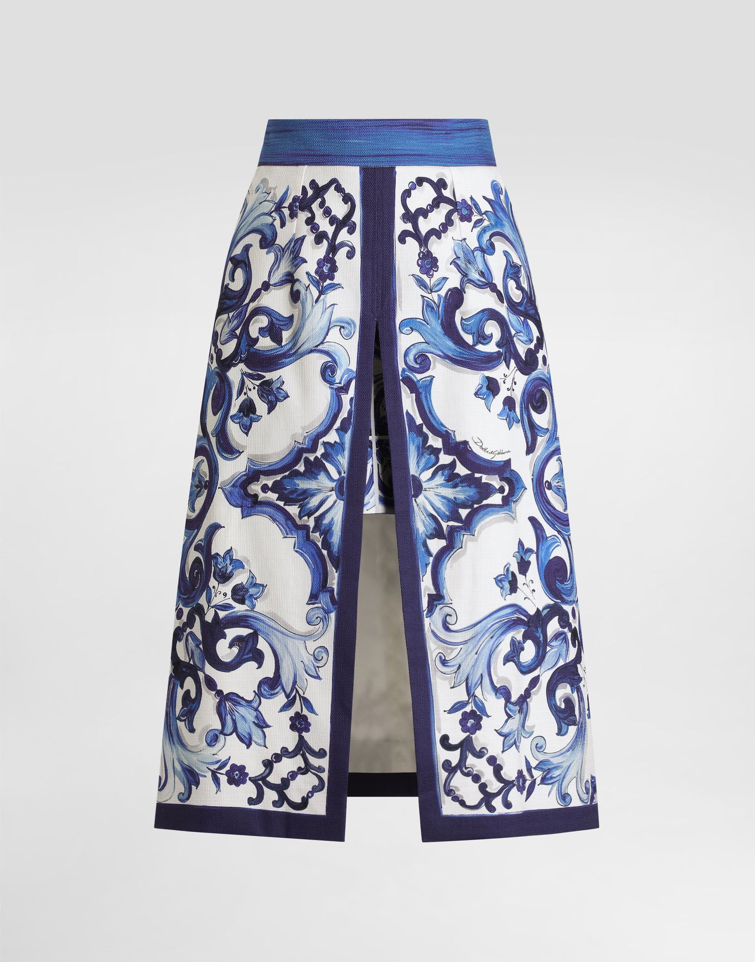 Sukňa Dolce & Gabbana Majolica-print Midi Skirt with Front Slit Rôznofarebný | I4O18WFPFTBHA3TN, 0