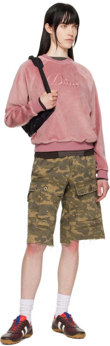 Sveter Dime Dime Cursive Velour Crewneck Sweatshirt Ružová | DIMESP255PIN, 3