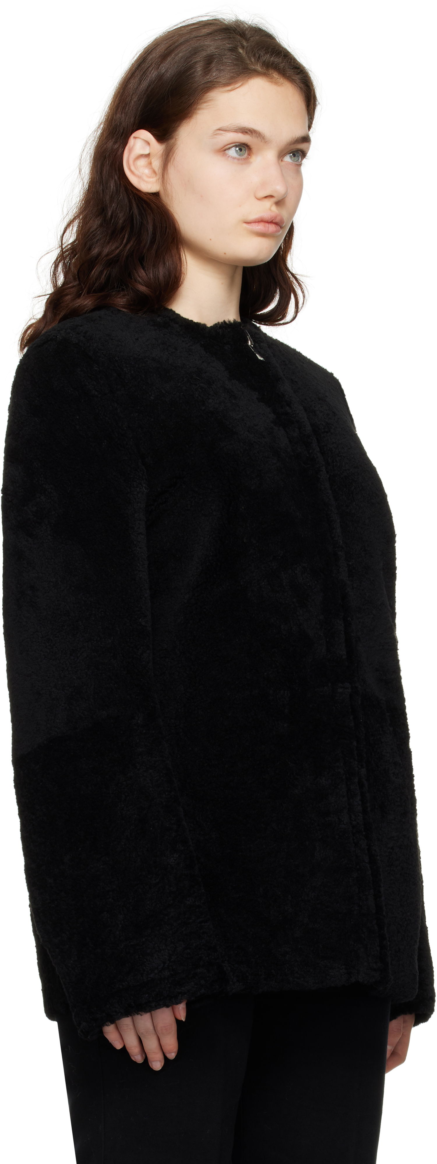 Bunda TOTEME TOTEME Zipped Teddy Shearling Jacket Čierna | 251-WRO0184-LE0048, 1