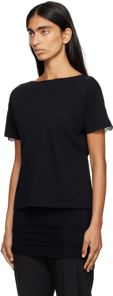 Tričko Maison Margiela MM6 Maison Margiela Jersey & Lace Peplum T-Shirt Čierna | S52NC0353 M20048, 3