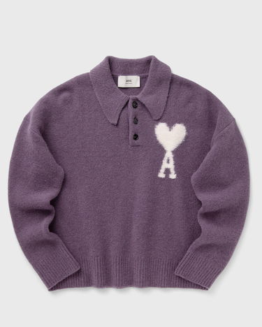 Sveter AMI DE COEUR POLO Pullover Fialová | UPL325.KN0032-504, 0
