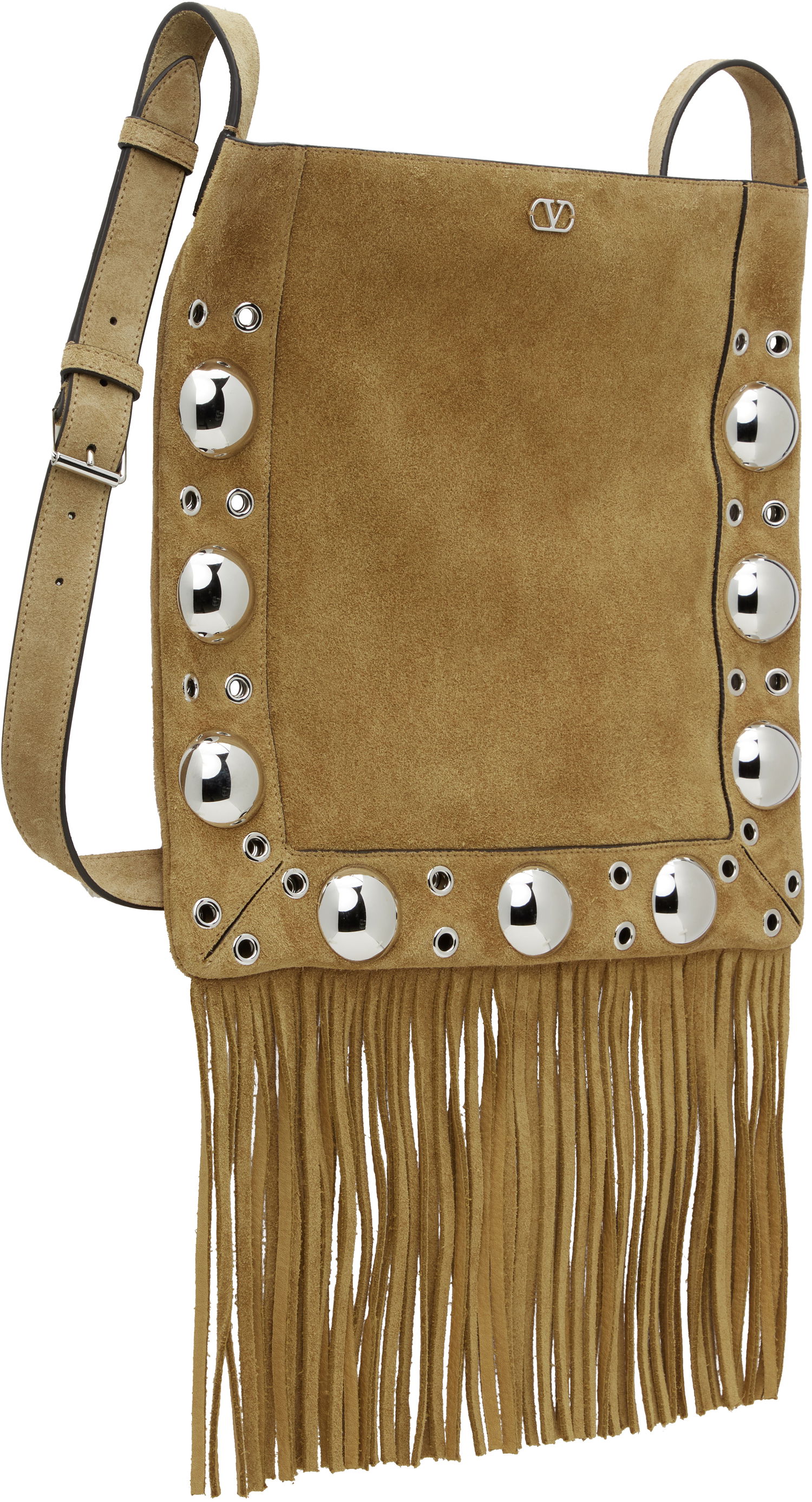 Taška cez rameno Valentino Suede Shoulder Bag with Fringe Béžová | 6W2B0R33JET, 1