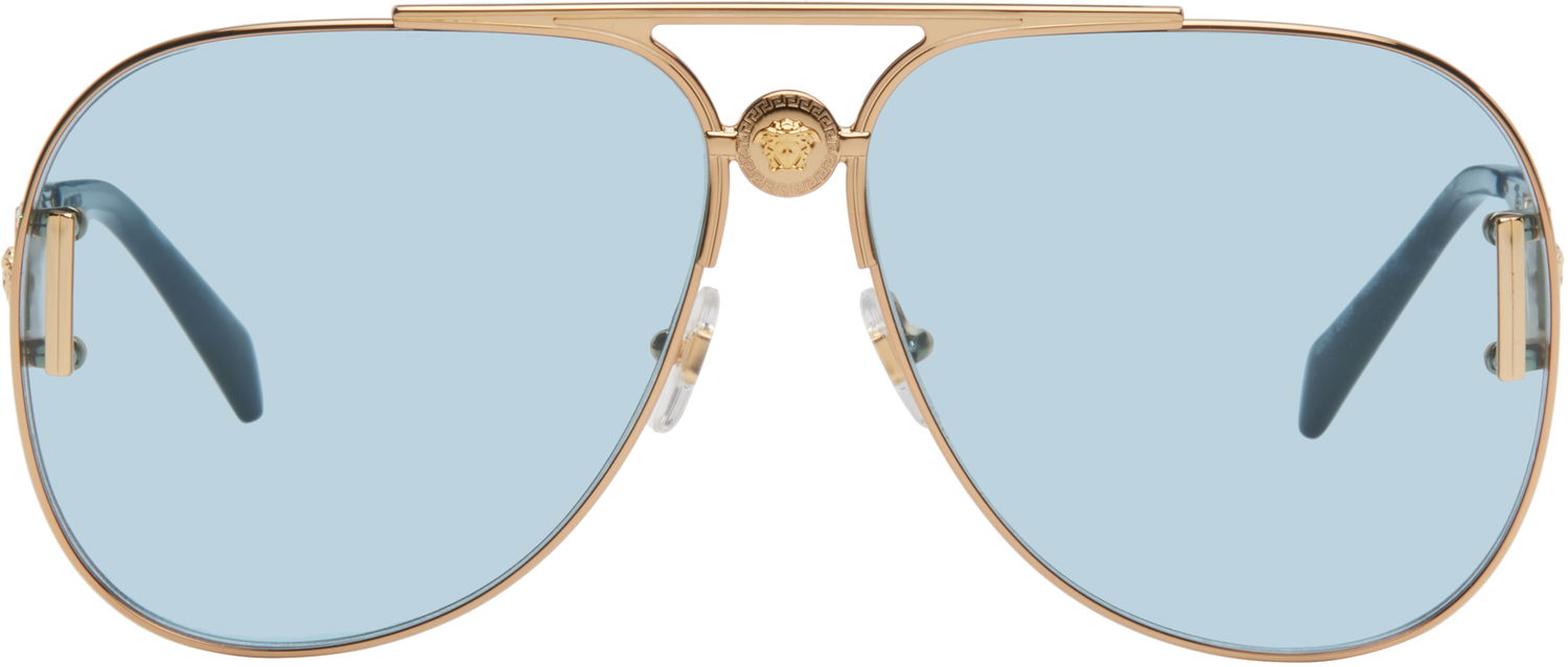 Slnečné okuliare Versace '95 Pilot Gold-Tone Sunglasses Modrá | 0VE2255 8056597913003, 0