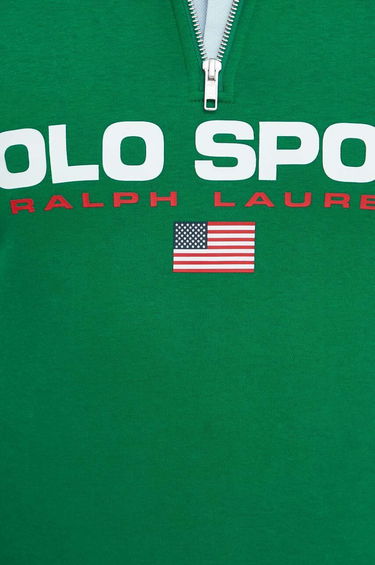 Mikina Polo by Ralph Lauren Green Quarter-Zip Sweatshirt with Logo Print Zelené | 710835766, 4