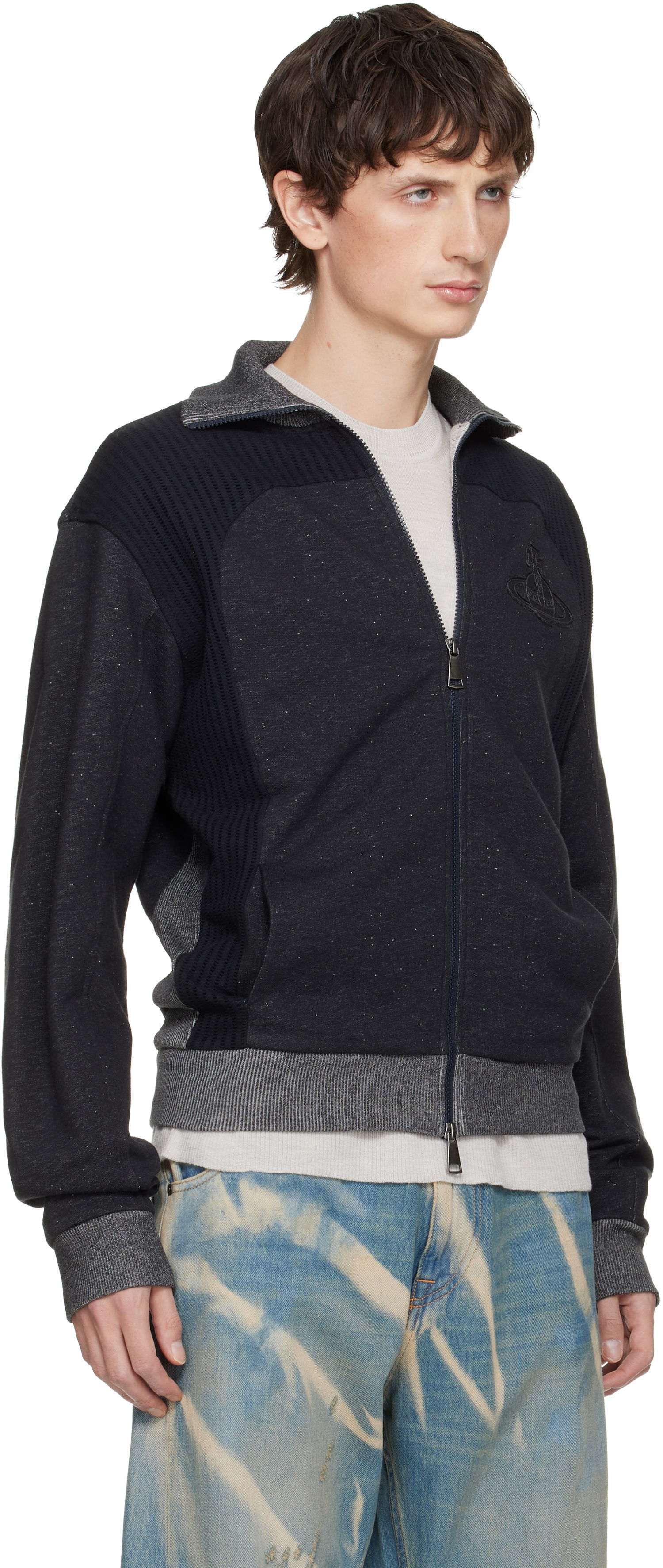 Bunda Vivienne Westwood Alien Speckled Ribbed-Trim Full-Zip Track Jacket Čierna | 3I010016-J00A3-, 1