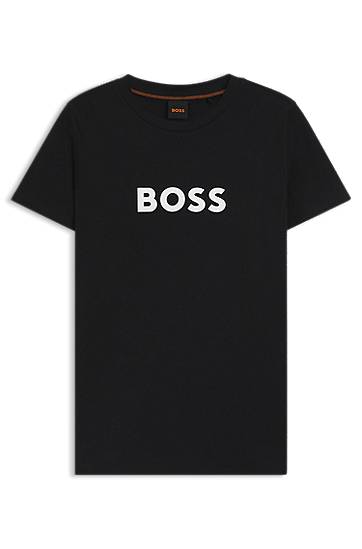 Tričko BOSS BOSS Cotton Jersey T-Shirt with Contrast Logo Čierna | 50501139