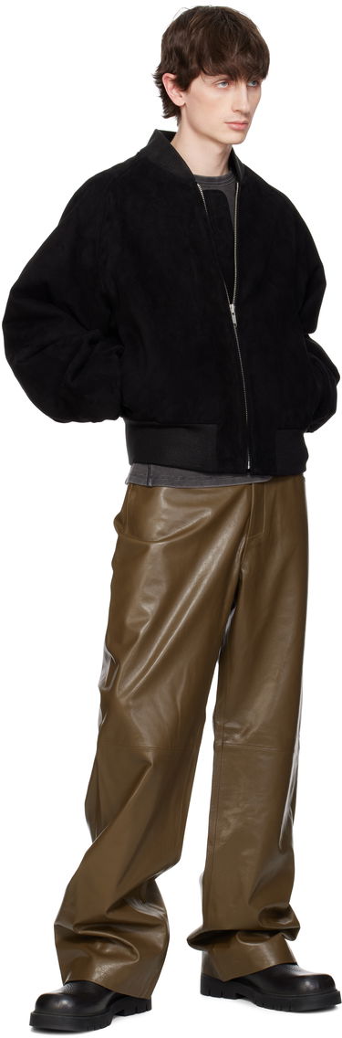 Nohavice Entire Studios Entire Studios Straight Leg Leather Pants Zelené | ESU-S25-13007-PE, 3