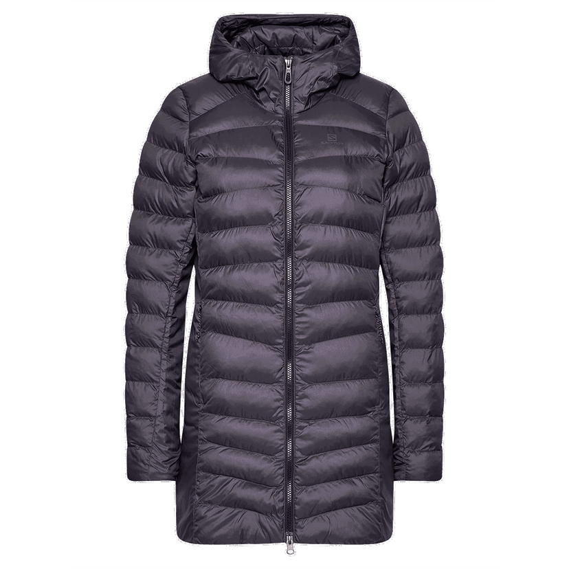 Prešívaná bunda Salomon SIGHT STORM Padded Hooded Long Jacket Šedá | LC1390800